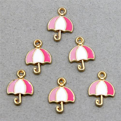 Zinc Alloy Enamel Pendants, Umbrella, gold color plated, fashion jewelry & DIY, mixed colors Approx [