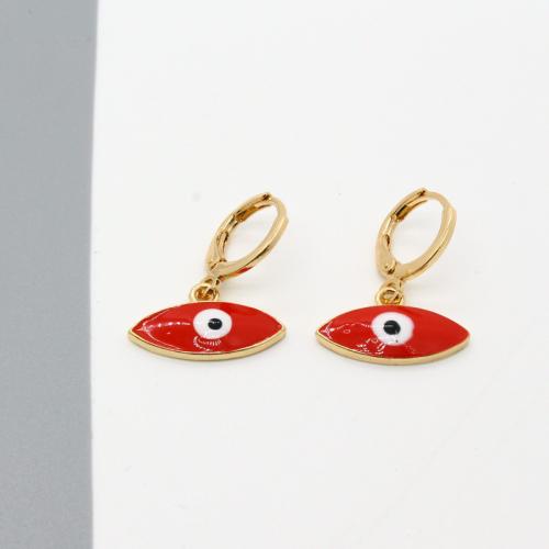 Pendientes de mal de ojo, aleación de zinc, Ojo de Caballo, Joyería & para mujer & esmalte, más colores para la opción, Vendido por Par