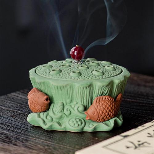 Purple Clay Incense Burner, handmade, for home and office & durable [