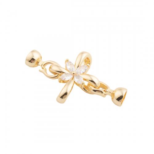 Brass Bracelet Findings, Flower, plated, DIY & micro pave cubic zirconia Approx 1mm [