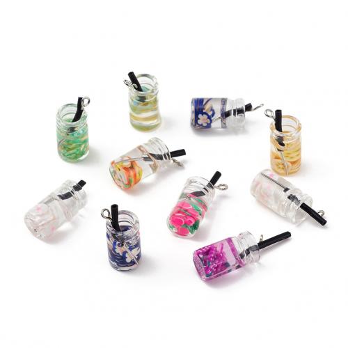 Glass Pendants, with Resin & Plastic & Iron, DIY, mixed colors [