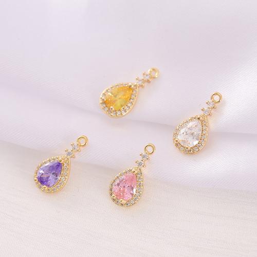 Cubic Zirconia Brass Pendants, Teardrop, plated, DIY & micro pave cubic zirconia 