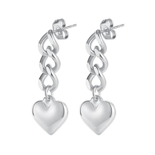 Stainless Steel Drop Earring, 304 Stainless Steel, Heart, plated, fashion jewelry & for woman 33mm [