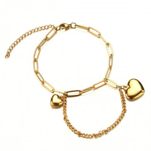 Stainless Steel Charm Bracelet, 304 Stainless Steel, with 5cm extender chain, plated, fashion jewelry & Unisex Approx 17 cm 