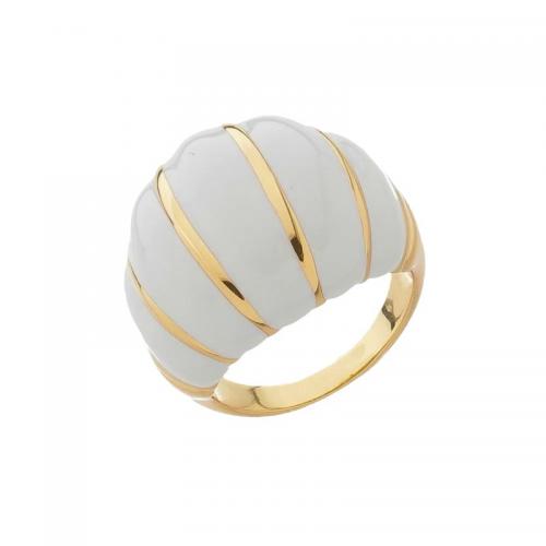 Brass Finger Ring, plated, for woman & enamel, golden, US Ring [