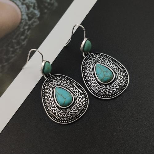 Zinc Alloy Drop Earring, with Gemstone, fashion jewelry & for woman [