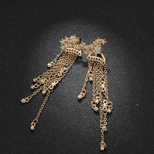 Fashion Fringe Earrings, Zinklegierung, mit Strass, Modeschmuck & für Frau & mit Strass, keine, 93mm, verkauft von Paar