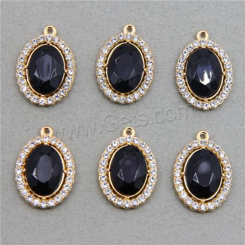 Crystal Zinc Alloy Pendants, with Crystal, Oval, gold color plated, fashion jewelry & DIY & with rhinestone Approx [