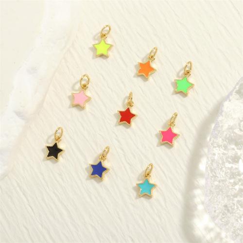 Brass Jewelry Pendants, Star, gold color plated, fashion jewelry & DIY & enamel 