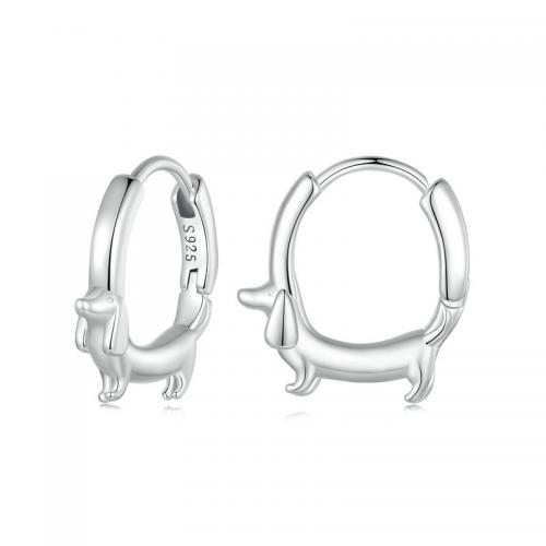 Boucle d'oreille Hoop argent Sterling Mens, Argent sterling 925, chien, bijoux de mode & pour femme Vendu par paire[