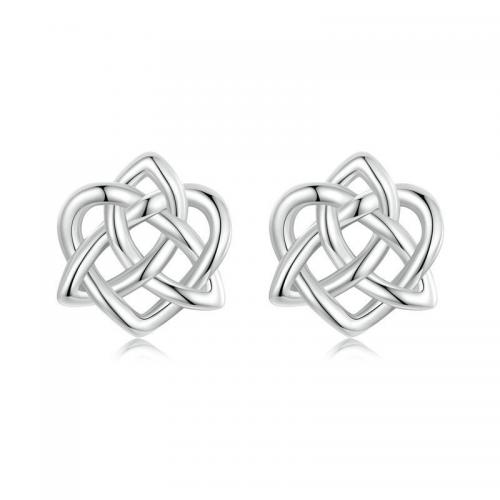 Sterling Silver Stud Earring, Argent sterling 925, fleur, bijoux de mode & pour femme & creux Vendu par paire