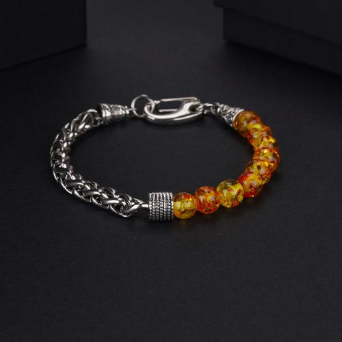 Pulsera de Piedras Preciosas, acero inoxidable 304, con Piedras preciosas & aleación de zinc, chapado, diferentes materiales para la opción & unisexo, más colores para la opción, longitud:aproximado 20 cm, Vendido por UD