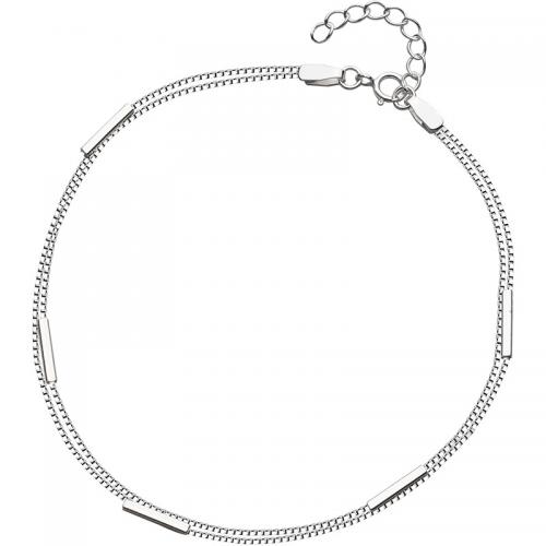 Tobillera de joyería de moda, Plata de ley 925, Estilo coreano & cadena de caja & para mujer, longitud:aproximado 8.7-9.6 Inch, Vendido por UD