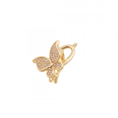 Brass Bracelet Findings, Butterfly, 14K gold plated, DIY & micro pave cubic zirconia Approx 1mm [