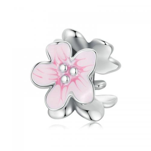 Sterling Silver Beads, 925 Sterling Silver, Flower, DIY & enamel Approx 4.5mm 