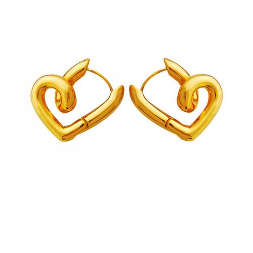 Brass Drop Earring, Heart, gold color plated, fashion jewelry & for woman, golden [