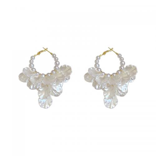 Plastic Pearl Zinc Alloy Earring, with Plastic Pearl, fashion jewelry & for woman [