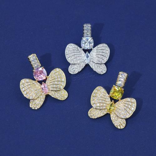 Cubic Zirconia Micro Pave Brass Jewelry Sets, Butterfly, plated, fashion jewelry & micro pave cubic zirconia [