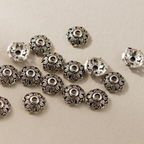 925 Sterling Silver Bead Cap, petals, Antique finish, DIY, original color, 7.5mm Approx 1.6mm [