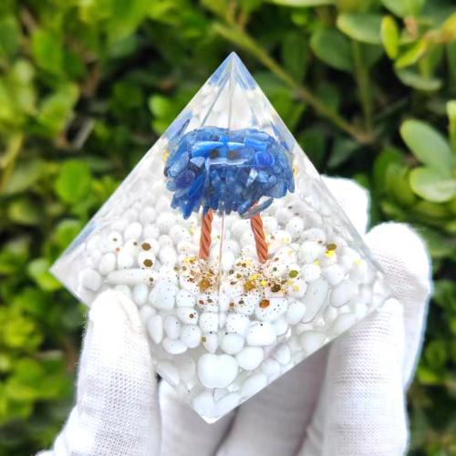 Synthetic Resin Pyramid Decoration, with Gemstone, Pyramidal [