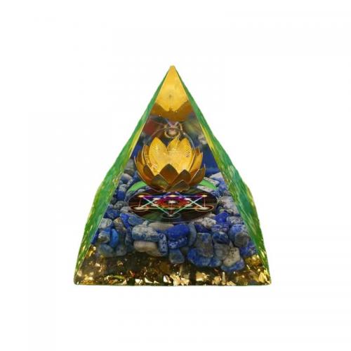 Synthetic Resin Pyramid Decoration, with Lapis Lazuli, Pyramidal [