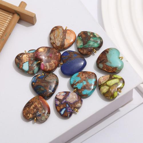 Impression Jasper Pendants, Heart, polished, DIY 20mm 