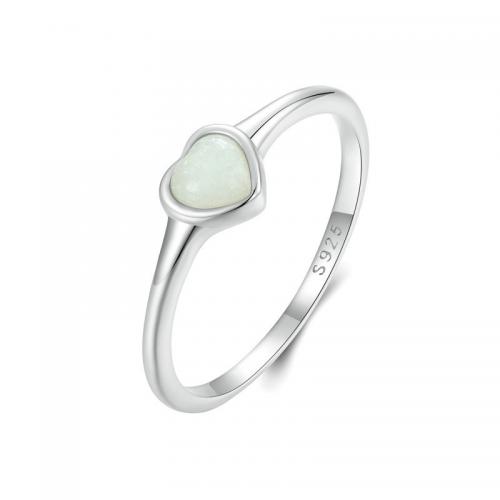 Anillo de Plata Ley, Plata de ley 925, con Night-Light+Stone, Corazón, Joyería & diverso tamaño para la opción & para mujer, Vendido por UD