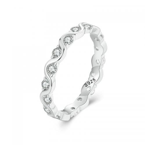 Anillo de dedo Zirconia Micro Pave Sterling Silver Cubic, Plata de ley 925, Joyería & diverso tamaño para la opción & micro arcilla de zirconia cúbica & para mujer, Vendido por UD[