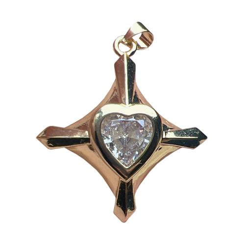 Pendentifs en laiton zircon cubique (CZ), Plaqué or 18K, DIY & pavé de micro zircon, plus de couleurs à choisir, 30mm, Vendu par PC