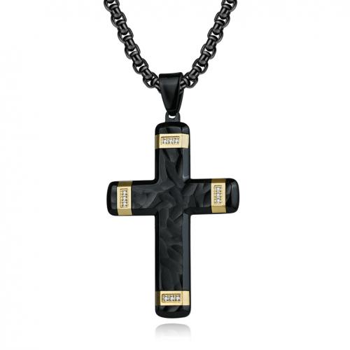 Stainless Steel Cross Pendants, 304 Stainless Steel, with Rhinestone, DIY & with rhinestone 