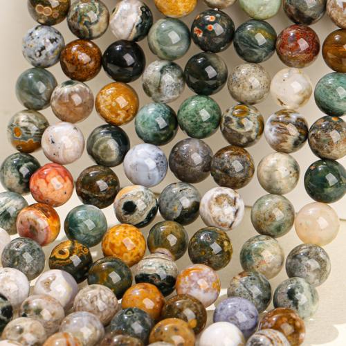 Perles de pierre gemme unique, Jaspe d'océan, Rond, poli, style folk & DIY & normes différentes pour le choix, plus de couleurs à choisir, Vendu par brin