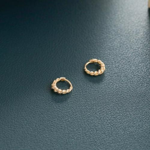 Boucle d'oreille Hoop argent Sterling Mens, Argent sterling 925, Plaqué d'or 14K, bijoux de mode & pour femme, 10mm, Vendu par paire[