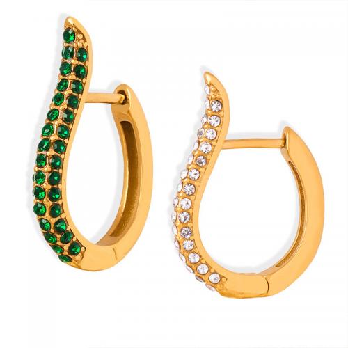 Boucles d'oreilles en acier titane, avec Tchèque, Plaqué or 18K, bijoux de mode & pour femme, plus de couleurs à choisir Vendu par paire