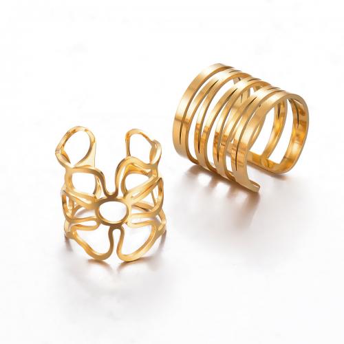 Edelstahl Fingerring, 304 Edelstahl, 18K vergoldet, Modeschmuck & unisex & verschiedene Stile für Wahl, goldfarben, verkauft von PC