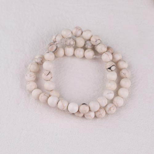 Single Gemstone Beads, Howlite, Round, DIY white Approx 38 cm 