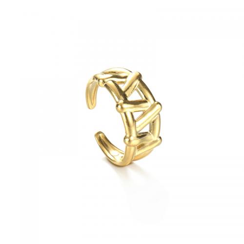 Titanium Steel Finger Ring, 14K gold plated, fashion jewelry & for woman & hollow [