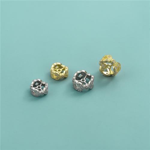 Sterling Silver Spacer Beads, 925 Sterling Silver, Bowknot, plated, DIY & micro pave cubic zirconia 