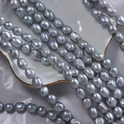 Rice Cultured Freshwater Pearl Beads, DIY, grey, Length about 8-9mm,Hight about 10mm Approx 35 cm [