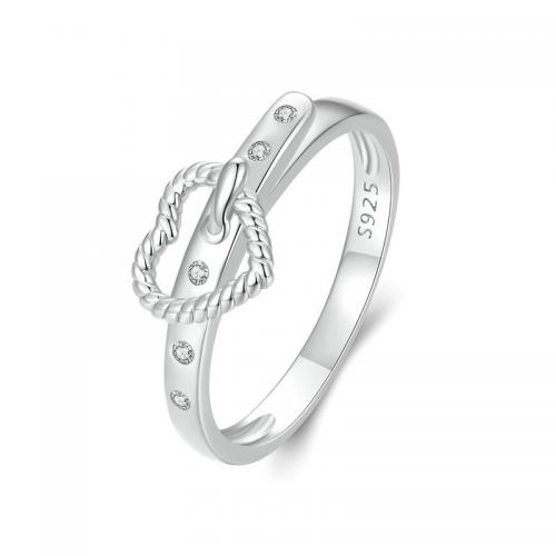 Anillo de dedo Zirconia Micro Pave Sterling Silver Cubic, Plata de ley 925, Corazón, Joyería & diverso tamaño para la opción & micro arcilla de zirconia cúbica & para mujer, Vendido por UD[