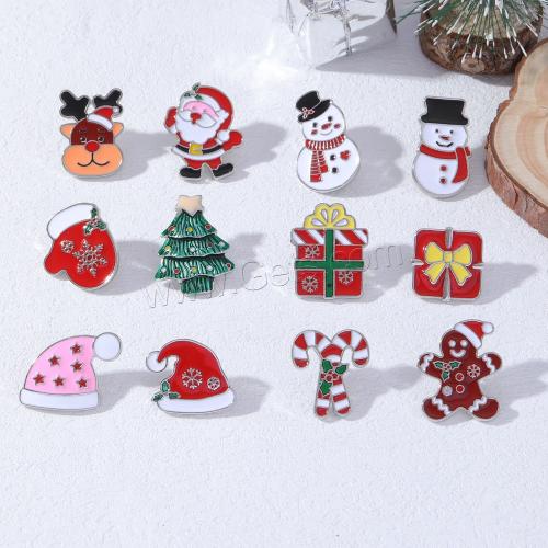 Christmas Jewelry Brooch , Zinc Alloy, gold color plated, Christmas Design & enamel [