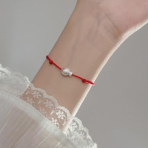 Sterling Silver Bracelets, 925 Sterling Silver, with Wax Cord, plated, for woman Approx 23 cm 