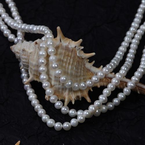 Natural Freshwater Pearl Loose Beads, Slightly Round, DIY, white, Length about 4.5-5mm Approx 37 cm [