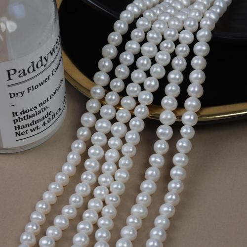 Natural Freshwater Pearl Loose Beads, Slightly Round, DIY, white, 7mm Approx 39 cm [