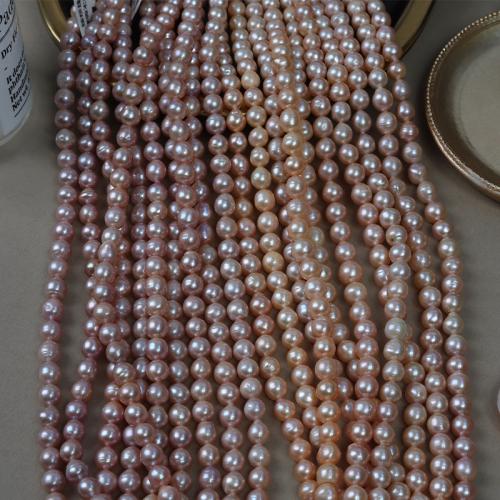 Natural Freshwater Pearl Loose Beads, Slightly Round, DIY 7mm Approx 40 cm [