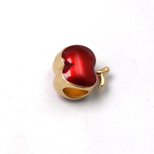 Zinc Alloy Enamel Pendants, Apple, gold color plated, DIY, red Approx [