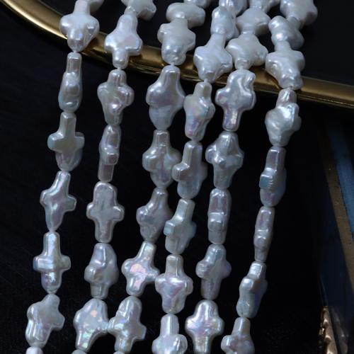 Natural Freshwater Pearl Loose Beads, Cross, DIY, white, Length about 10-11mm,Hight about 16-17mm, Approx [