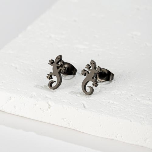 Edelstahl Stud Ohrring, 304 Edelstahl, Gecko, Modeschmuck & für Frau, keine, 8x12mm, verkauft von Paar[