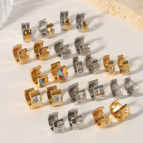 Stainless Steel Huggie Hoop Earring, 304 Stainless Steel, Vacuum Ion Plating, fashion jewelry & for woman 