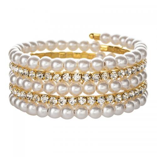 Bracelets de perles en plastique, perle de plastique, avec alliage de zinc, Placage, bijoux de mode & pour femme & avec strass, plus de couleurs à choisir, Vendu par PC[