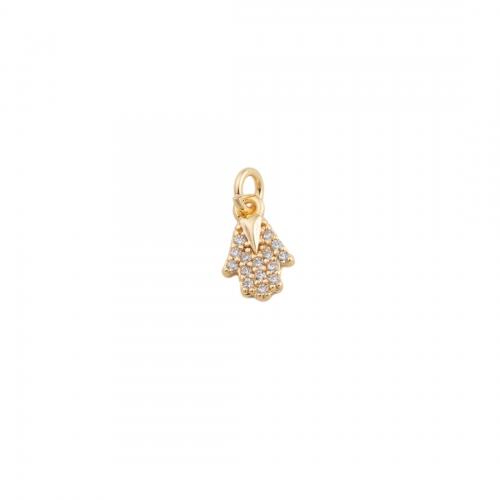 Cubic Zirconia Micro Pave Brass Pendant, plated, DIY & micro pave cubic zirconia, golden Approx 2mm [